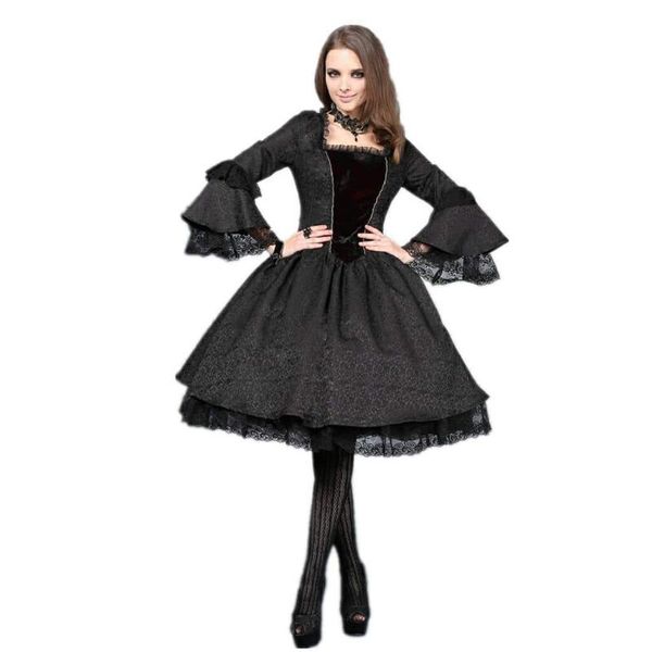 casual dresses darkinlove women's gothic brocade lace black dress party evening ball gown high waist flare sleeve, Black;gray
casual dresses darkinlove women's gothic brocade lace black dress party evening ball gown high waist flare sleeve, Black;gray