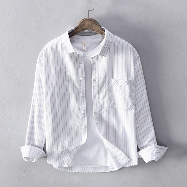 2021 new long sleeve brand casual white for men cotton stripe shirts male autumn and spring shirt mens chemise imi8, White;black
2021 new long sleeve brand casual white for men cotton stripe shirts male autumn and spring shirt mens chemise imi8, White;black