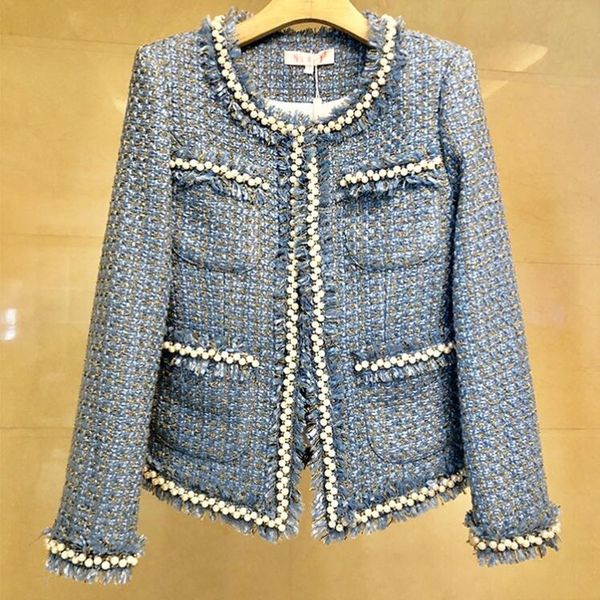 two piece dress zawfl blue tweed women's jacket, high-quality wool blend fashion, four pockets, round neck, straight novelty in autumn, White
two piece dress zawfl blue tweed women's jacket, high-quality wool blend fashion, four pockets, round neck, straight novelty in autumn, White