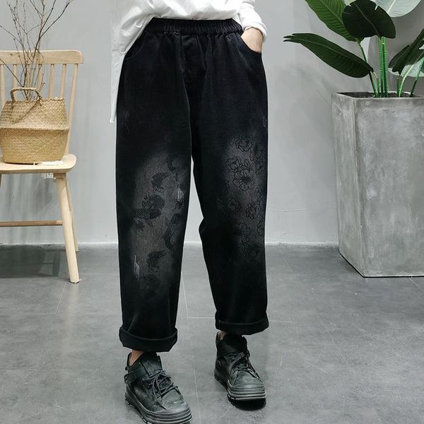 women's jeans 2021 autumn women retro casual print trousers ladies elastic waist pocket loose vintage denim pants, Blue
women's jeans 2021 autumn women retro casual print trousers ladies elastic waist pocket loose vintage denim pants, Blue