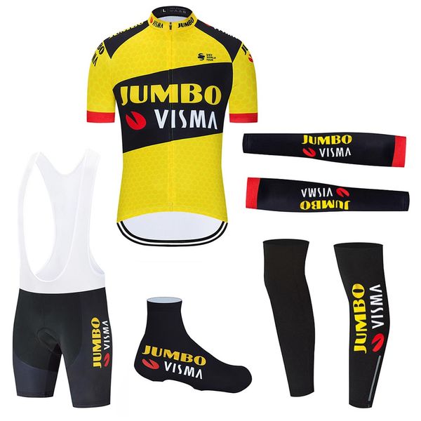 Image of JUMBO VISMA 2021 New Men Cycling Jersey Pro Bicycle Team Cycling Clothing Summer Cycling Set Maillot Sleeves Warmers Full Suit