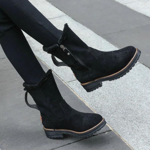 boots suede shoes women medium plush lining middle 3cm heel solid color retro, Black
boots suede shoes women medium plush lining middle 3cm heel solid color retro, Black