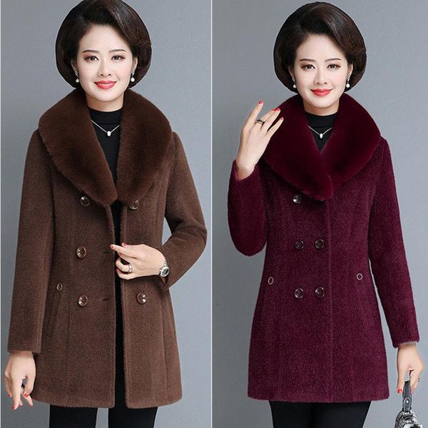 women's wool & blends 2021 winter middle-aged mother mink velvet woolen coat female temperament fur collar mid-length x8, Black
women's wool & blends 2021 winter middle-aged mother mink velvet woolen coat female temperament fur collar mid-length x8, Black