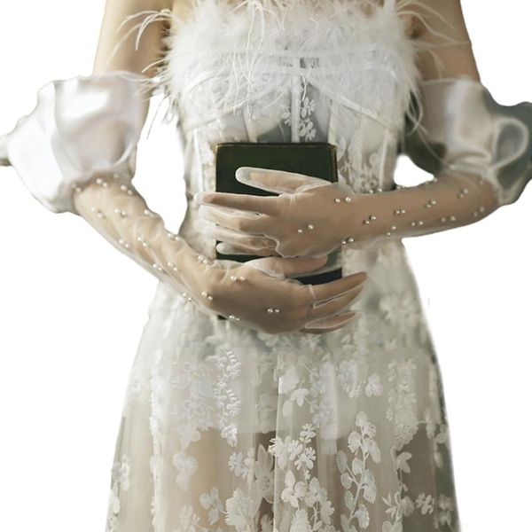 five fingers gloves bride long mesh lace pearl elbow length tulle elegant tea party for women wedding bridal ornaments, Blue;gray
five fingers gloves bride long mesh lace pearl elbow length tulle elegant tea party for women wedding bridal ornaments, Blue;gray