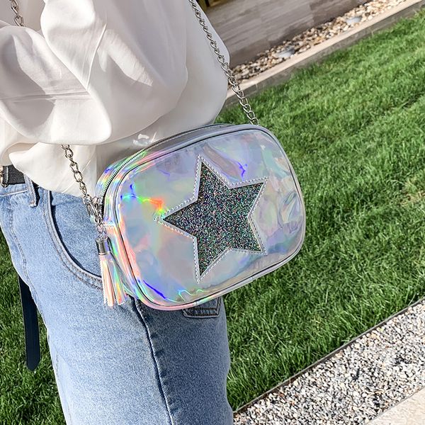fashion laser tassel sequin reflective small shoulder bags 2021 new summer chain colorful five pointed star female crossbody bag
fashion laser tassel sequin reflective small shoulder bags 2021 new summer chain colorful five pointed star female crossbody bag