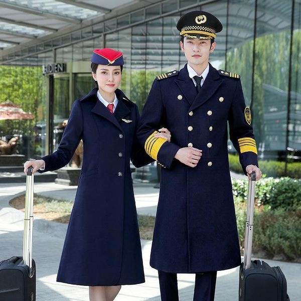 women's wool & blends men's and high speed rail stewardess long woolen coat professional wear sales department property uniform, Black
women's wool & blends men's and high speed rail stewardess long woolen coat professional wear sales department property uniform, Black