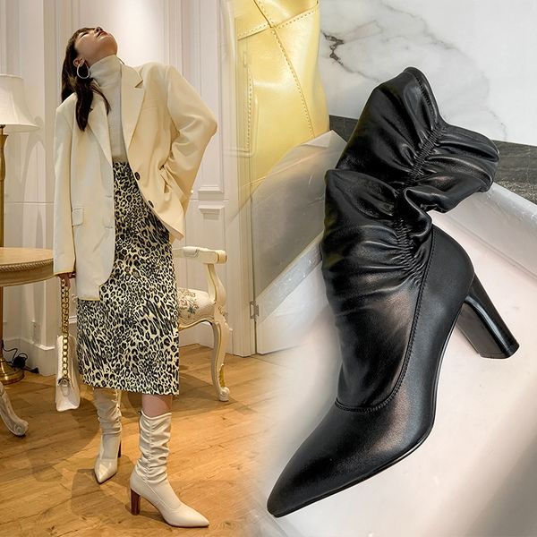 fashion folds boots high heels genuine leather solid color woman 2021 winter new concise design madam shoes calzado mujer, Black
fashion folds boots high heels genuine leather solid color woman 2021 winter new concise design madam shoes calzado mujer, Black