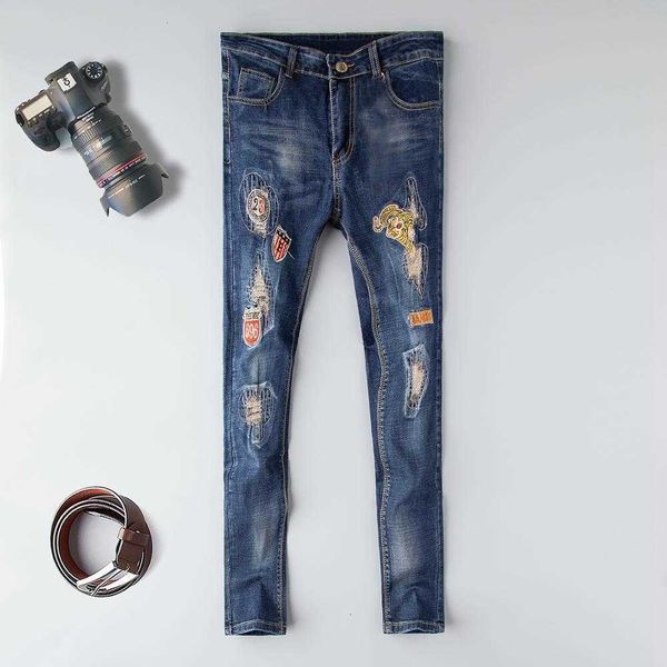 men's jeans fake designer clothes ny men embroidery elastic straight destroyed casual printed trousers denim full length zdhm 1stf, Blue
men's jeans fake designer clothes ny men embroidery elastic straight destroyed casual printed trousers denim full length zdhm 1stf, Blue