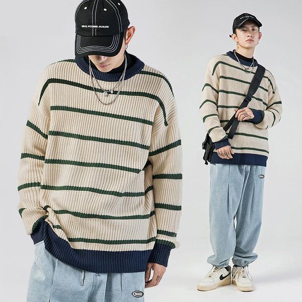 men's sweaters contrast stripe knitted sweater autumn winte men and women's plus velvet pullover harajuku oversized, White;black
men's sweaters contrast stripe knitted sweater autumn winte men and women's plus velvet pullover harajuku oversized, White;black