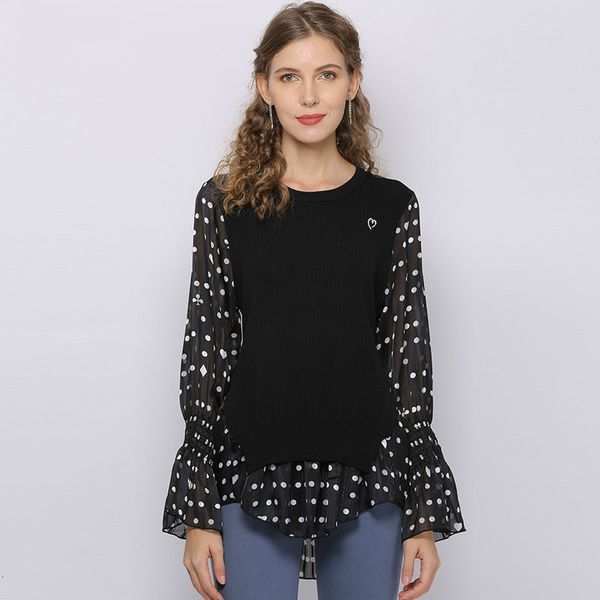 spring autumn women's knitted shirt chiffon shreds enlargement sleeve ruffled blouse pull femme ta20623 1325, White;black
spring autumn women's knitted shirt chiffon shreds enlargement sleeve ruffled blouse pull femme ta20623 1325, White;black
