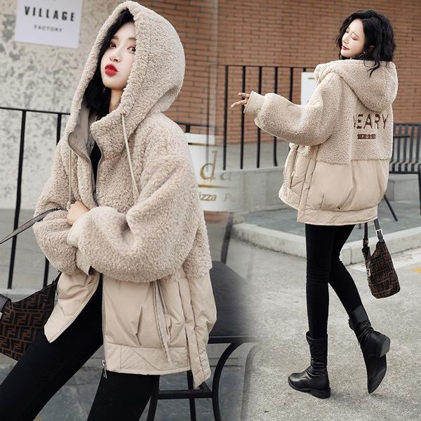 women's fur & faux winter coat women short jackets hooded female thick warm outerwear clothing ladies lambs wool parkas, Black
women's fur & faux winter coat women short jackets hooded female thick warm outerwear clothing ladies lambs wool parkas, Black