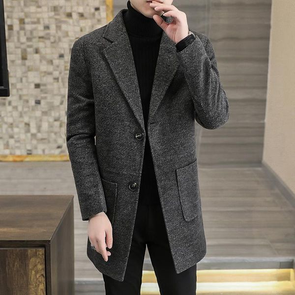 men's wool & blends 2021 autumn winter casual business trench coat long slim fit jackets steetwear lapel overcoat windbreaker, Black
men's wool & blends 2021 autumn winter casual business trench coat long slim fit jackets steetwear lapel overcoat windbreaker, Black