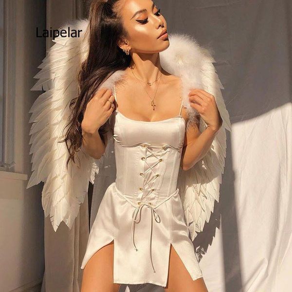 casual dresses slim fit satin suspender for women with waist closure and lace up side slit dress, Black;gray
casual dresses slim fit satin suspender for women with waist closure and lace up side slit dress, Black;gray