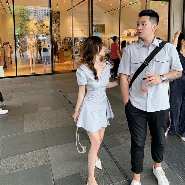 casual dresses women elegant short sleeve skinny mini dress summer turn-down collar ruched shirt gray blue slim, Black;gray
casual dresses women elegant short sleeve skinny mini dress summer turn-down collar ruched shirt gray blue slim, Black;gray