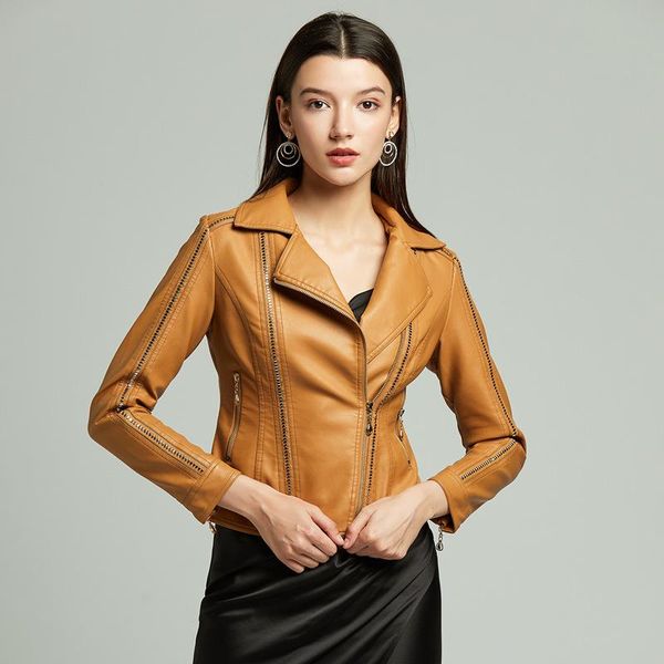 women's leather & faux 2021 fashion autumn ladies motorcycle jackets women turn-down collar zipper slim black camel moto biker jacket f
women's leather & faux 2021 fashion autumn ladies motorcycle jackets women turn-down collar zipper slim black camel moto biker jacket f