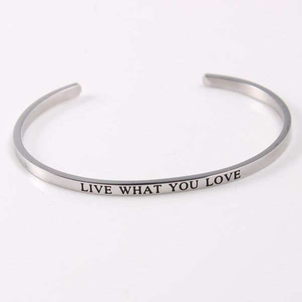 bangle stainless steel bracelets & bangles engraved "live what you love " inspirational for women, Black
bangle stainless steel bracelets & bangles engraved "live what you love " inspirational for women, Black
