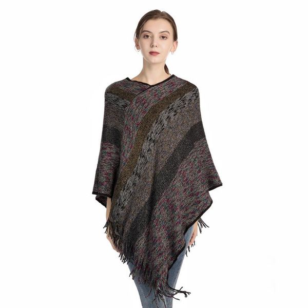 women's sweaters autumn winter vintage striped sweater pullover cloak knit tassel shawl women female ponchos capes lady scarf, White;black
women's sweaters autumn winter vintage striped sweater pullover cloak knit tassel shawl women female ponchos capes lady scarf, White;black