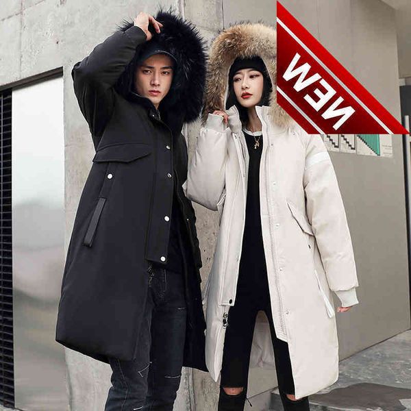 2021 couples new fashion long explosive style plus winter casual down jacket with hooded big fur collar warm men's brand coat, Black
2021 couples new fashion long explosive style plus winter casual down jacket with hooded big fur collar warm men's brand coat, Black