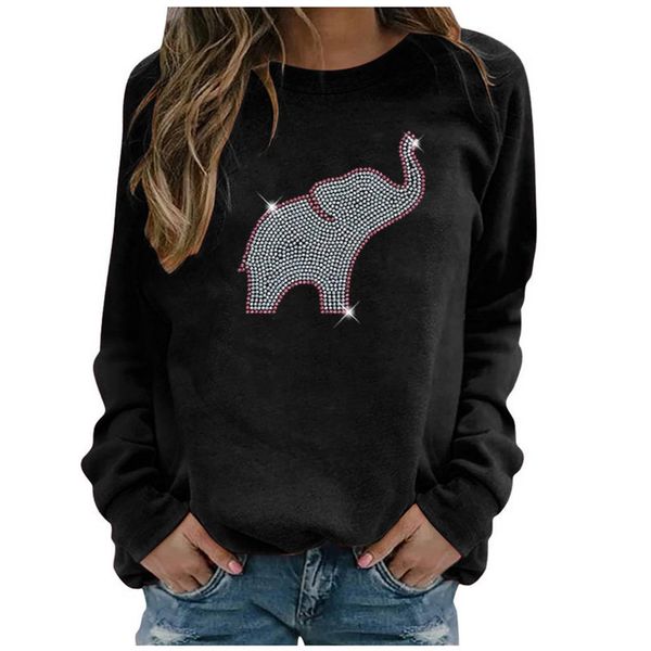 saleelephant pattern on t-shirts fashion ladies casual o-neck strass long mouw vetements femme hivers 2021 2021 special tshirt, White 
saleelephant pattern on t-shirts fashion ladies casual o-neck strass long mouw vetements femme hivers 2021 2021 special tshirt, White