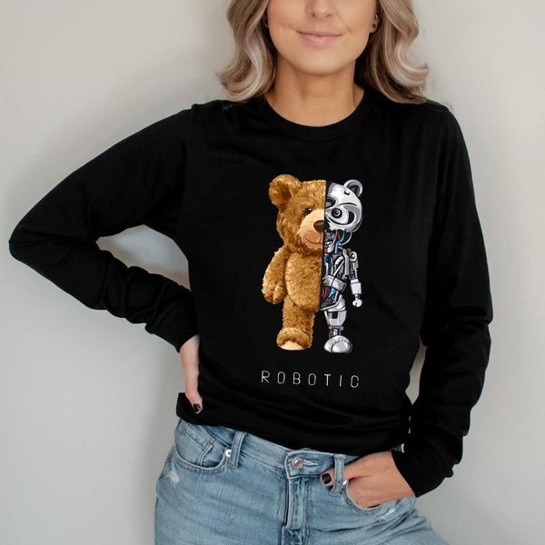 women's t-shirt 100% cotton mechanical bear pullover long-sleeved hoodie fall/winter casual couple sweatshirt ladies bottoming shirt xx, White
women's t-shirt 100% cotton mechanical bear pullover long-sleeved hoodie fall/winter casual couple sweatshirt ladies bottoming shirt xx, White