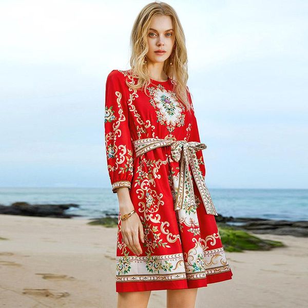 casual dresses 2021 fashion spring robe women runway designers lace up beading vintage print dress elegant aline red party vestidos, Black;gray
casual dresses 2021 fashion spring robe women runway designers lace up beading vintage print dress elegant aline red party vestidos, Black;gray