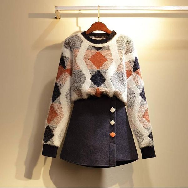 two piece dress 2021 winter sweater women 2 set sweet korean clothing knitted mini skirt outfits, White
two piece dress 2021 winter sweater women 2 set sweet korean clothing knitted mini skirt outfits, White