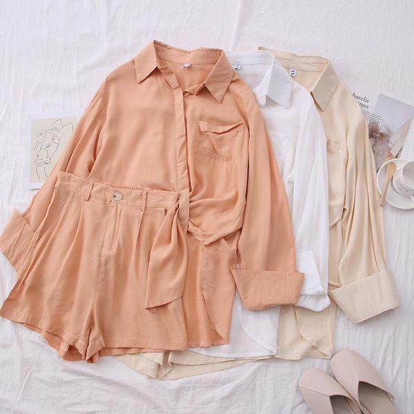 new fashion wild loose long-sleeved shirt sunscreen shirt high waist was thin shorts two-piece female, Gray
new fashion wild loose long-sleeved shirt sunscreen shirt high waist was thin shorts two-piece female, Gray