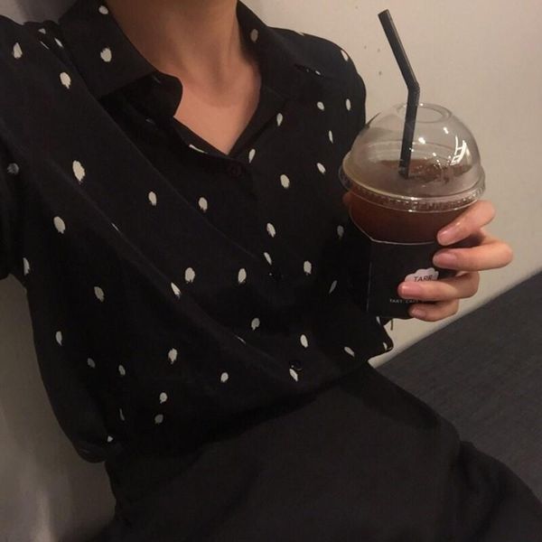 women's blouses & shirts polyester regular streetwear chiffon full polka dot turn-down women a shirt loose and comfortable, White
women's blouses & shirts polyester regular streetwear chiffon full polka dot turn-down women a shirt loose and comfortable, White