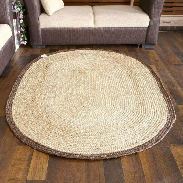 carpets rug 100% natural jute braided style area carpet handmade modern oval living room decoration