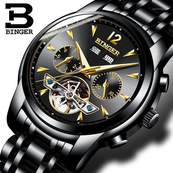 switzerland binger mens watches automatic mechanical watch stainless steel black men sport tourbillon wristwatches, Slivery;brown
switzerland binger mens watches automatic mechanical watch stainless steel black men sport tourbillon wristwatches, Slivery;brown