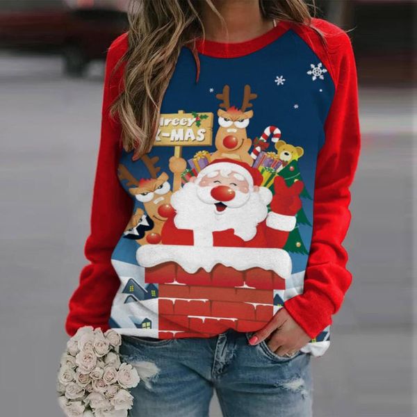 women's sweaters ladies round neck christmas print stitching long sleeve sweatershirt clothing hoodie sudaderas con capucha #8, White;black
women's sweaters ladies round neck christmas print stitching long sleeve sweatershirt clothing hoodie sudaderas con capucha #8, White;black