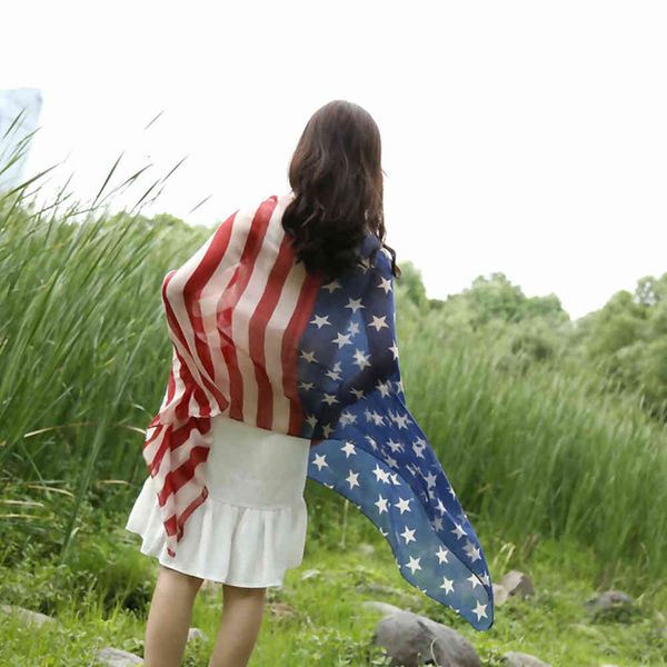 scarf fashion american flag printed balinese sunscreen shawl, Blue;gray 
scarf fashion american flag printed balinese sunscreen shawl, Blue;gray