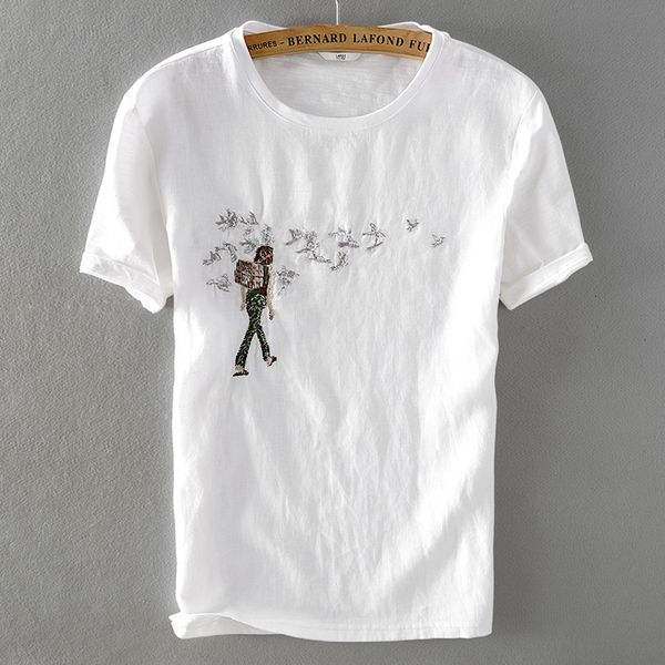 2021 new vero de linho bordado curto-de mangas compridas t-shirt marca casuais solta t shirt da forma dos homens brancos tshirt hed8, White
2021 new vero de linho bordado curto-de mangas compridas t-shirt marca casuais solta t shirt da forma dos homens brancos tshirt hed8, White