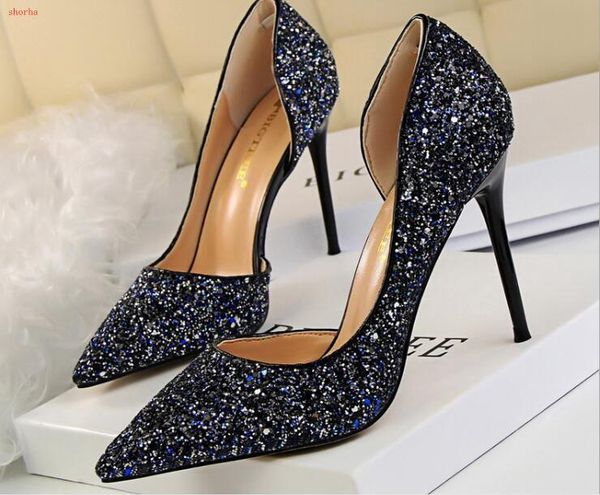 dress shoes shallow mouth women pumps wedding extreme high heels heel gold sequins gradient stiletto ladies, Black
dress shoes shallow mouth women pumps wedding extreme high heels heel gold sequins gradient stiletto ladies, Black