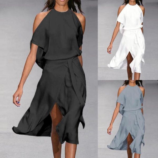 casual dresses temperament ladies halter solid color dress elegant for work, Black;gray
casual dresses temperament ladies halter solid color dress elegant for work, Black;gray