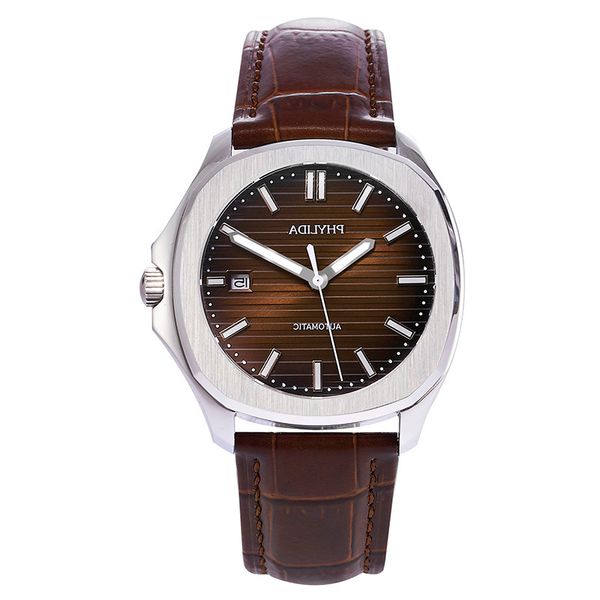 10bar water resisitant 40mm brown luminous dial men's luxury wristwatch miyota automatic watch sapphire crystal leather strap, Slivery;brown
10bar water resisitant 40mm brown luminous dial men's luxury wristwatch miyota automatic watch sapphire crystal leather strap, Slivery;brown