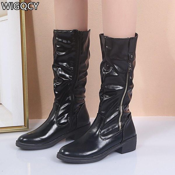 boots 2021 autumn winter women's fashion round toe side zipper large size 43 square heel knight botas mujer, Black
boots 2021 autumn winter women's fashion round toe side zipper large size 43 square heel knight botas mujer, Black