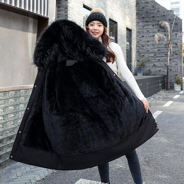 women's fur & faux pie overcome middle and long style 2021 winter korean version small man plush thickened cotton coat, Black
women's fur & faux pie overcome middle and long style 2021 winter korean version small man plush thickened cotton coat, Black