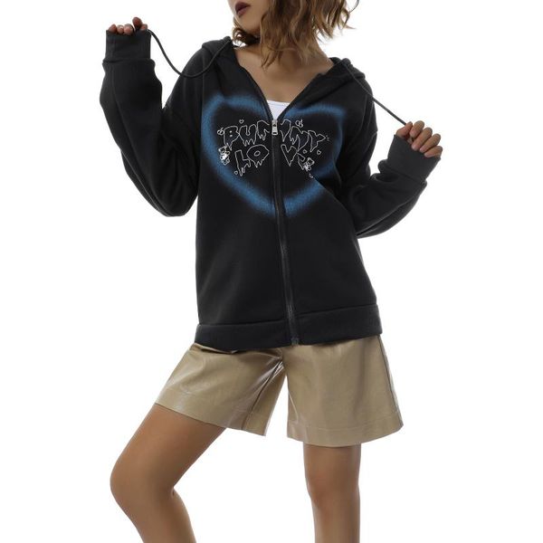 women's hoodies & sweatshirts women loose style long sleeve polyester hoodie letters and heart printed pattern zipper closure blue/ bla, Black
women's hoodies & sweatshirts women loose style long sleeve polyester hoodie letters and heart printed pattern zipper closure blue/ bla, Black