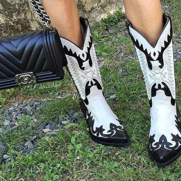 boots women's colorblock pointed western rider, Black 
boots women's colorblock pointed western rider, Black