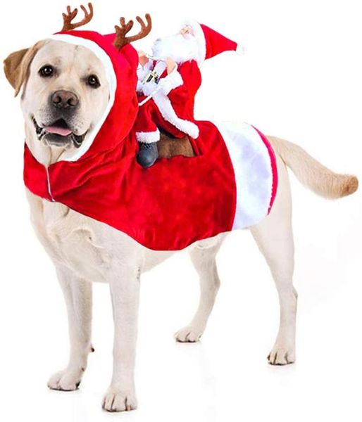 dog apparel christmas costume santa claus cat pet run