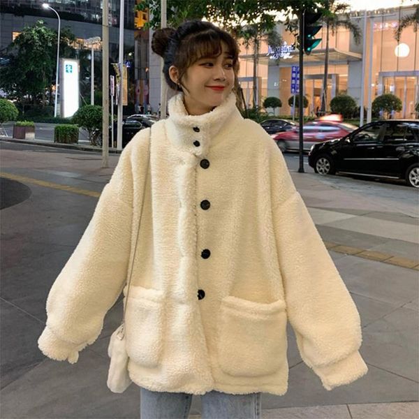 women's fur & faux 2021 winter thicken warm teddy jacket coat women casual fashion lamb overcoat harajuku loose outwear female, Black
women's fur & faux 2021 winter thicken warm teddy jacket coat women casual fashion lamb overcoat harajuku loose outwear female, Black