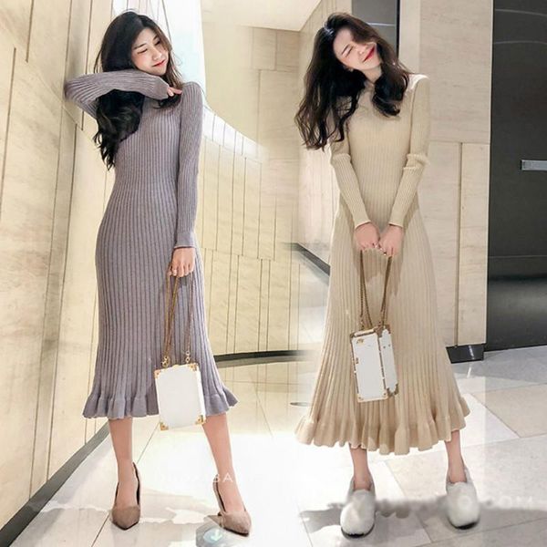 women's sweaters 2021 autumn winter dress solid knitted long sleeve fishtail dresses female chic slim bottoming knitwear, White;black
women's sweaters 2021 autumn winter dress solid knitted long sleeve fishtail dresses female chic slim bottoming knitwear, White;black