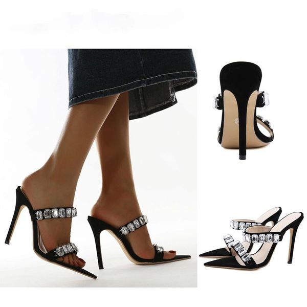2021 new pointed high-heeled slippers fashion woman stiletto sparkling crystal summer comfortable open-toed sandals and slippers, Black
2021 new pointed high-heeled slippers fashion woman stiletto sparkling crystal summer comfortable open-toed sandals and slippers, Black