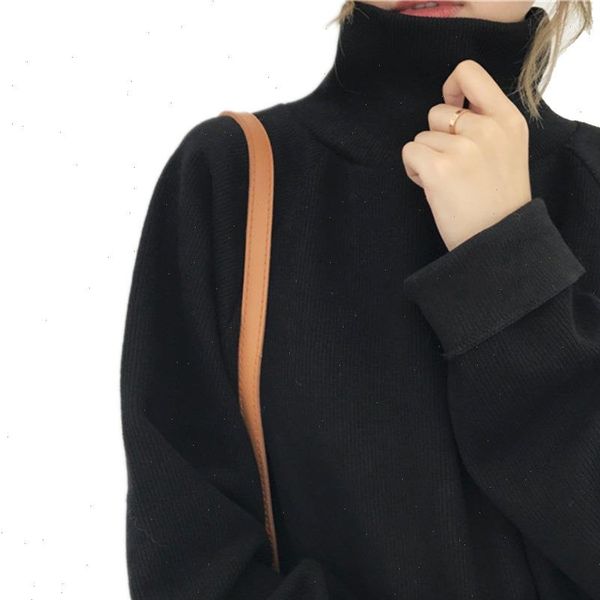 casual loose sweater women turtleneck knitted autumn batwing sleeve pullovers crocheted black woman clothes white sweaters, White;black 
casual loose sweater women turtleneck knitted autumn batwing sleeve pullovers crocheted black woman clothes white sweaters, White;black