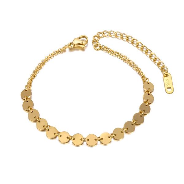link, chain titanium stainless steel small disc charm bracelets for women trendy double layer bohemia beach party jewelry b20146, Black
link, chain titanium stainless steel small disc charm bracelets for women trendy double layer bohemia beach party jewelry b20146, Black