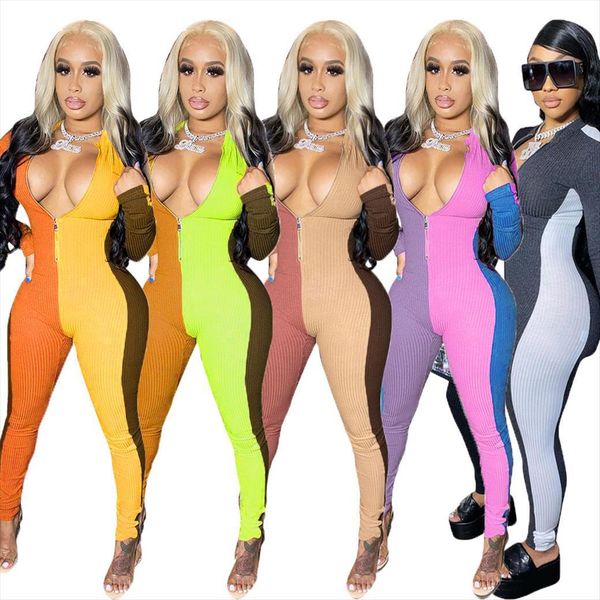 colorful patchwork ribbed skinny women rompers long sleeve zipper up one piece playsuit overalls casual fitness sporty outfits, Black;white
colorful patchwork ribbed skinny women rompers long sleeve zipper up one piece playsuit overalls casual fitness sporty outfits, Black;white