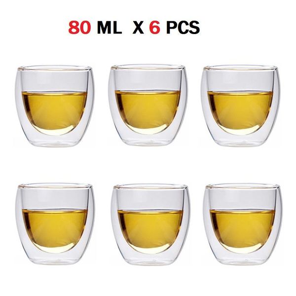 6 pcs/set 80 ml heat-resistant glasses cup double bottom glass lead wine whisky milk coffee glass mug drink ware set
6 pcs/set 80 ml heat-resistant glasses cup double bottom glass lead wine whisky milk coffee glass mug drink ware set
