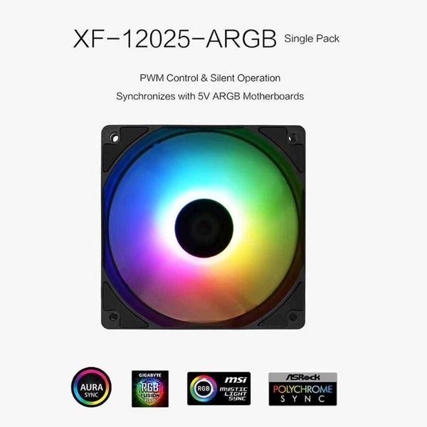 pc computer water cooling accessory xf-12025-argb pwm pc case fan 120mm addressable rgb cooling fan for air cooler
pc computer water cooling accessory xf-12025-argb pwm pc case fan 120mm addressable rgb cooling fan for air cooler