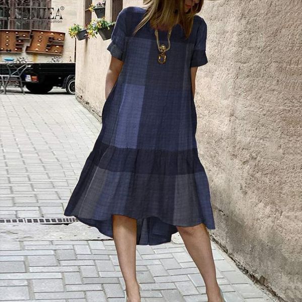 summer vintage cotton linen midi women dresses vestidos casual high low plaid sundress short sleeve robe plus size 5xl, Black;gray
summer vintage cotton linen midi women dresses vestidos casual high low plaid sundress short sleeve robe plus size 5xl, Black;gray